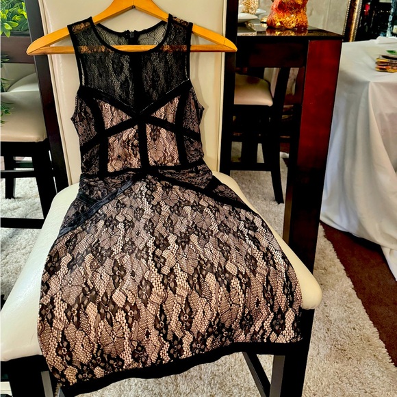 Elegant Lace, Black & Beige, Body Con Dress! - Picture 1 of 3